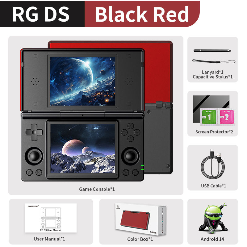 Anbernic RG DS Handheld Game Console 4" IPS Dual Screen Android 4000mAh Flip Vid
