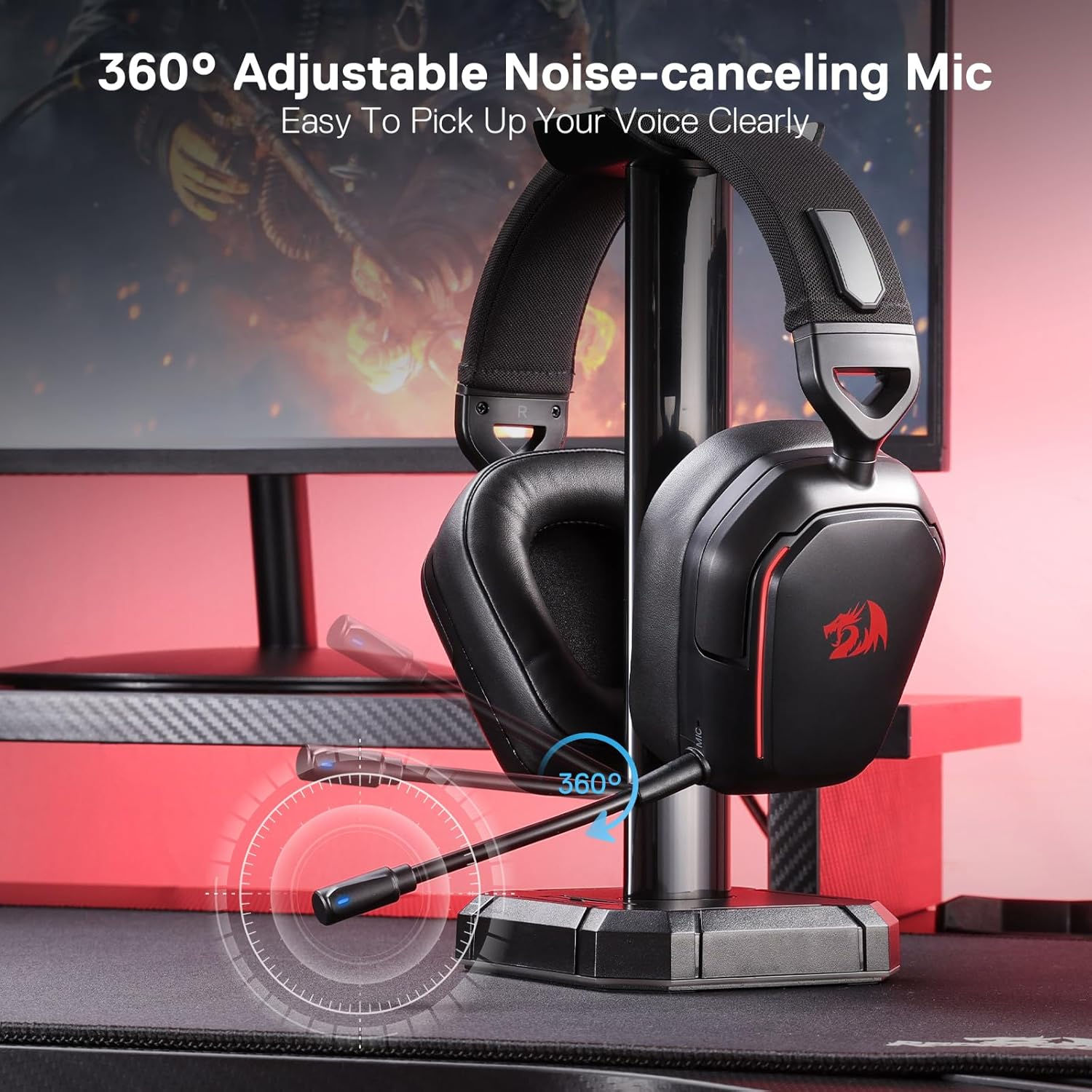 Redragon H868 3-Mode Wireless RGB Gaming Headset 7.1 Surround Sound 40 mm Driver