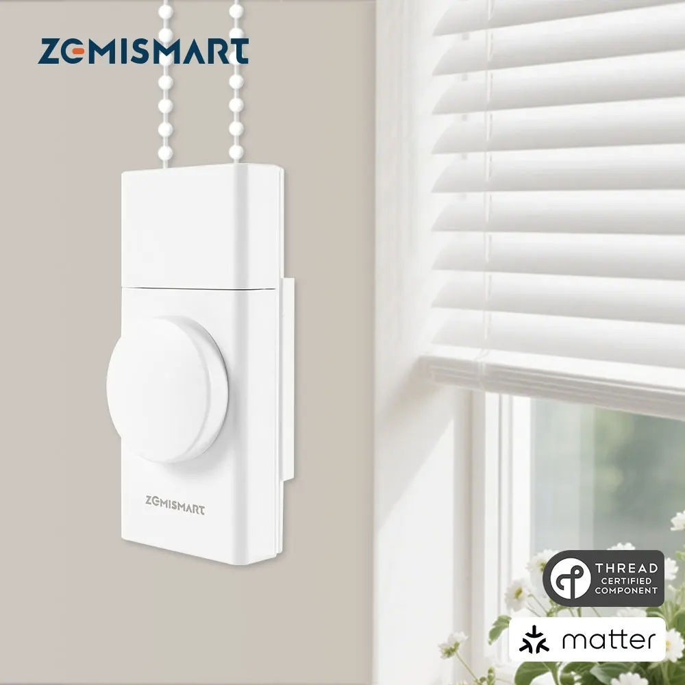 Zemismart Matter Thread Smart Roller Shade Driver Built-in Battery Knob Control