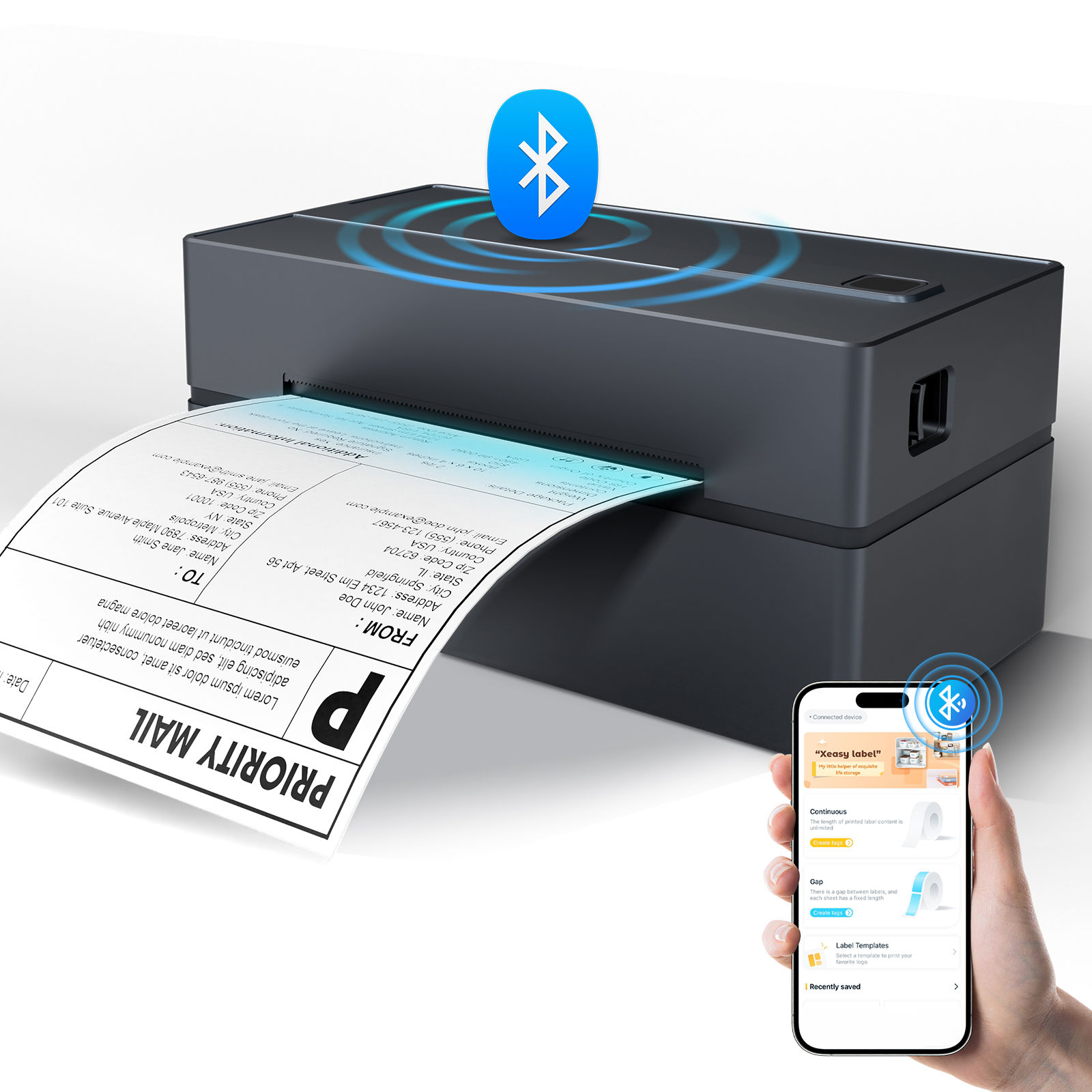 Thermal Label Printer Portable No Ink Required 203DPI 4x6 for Small Business Blu