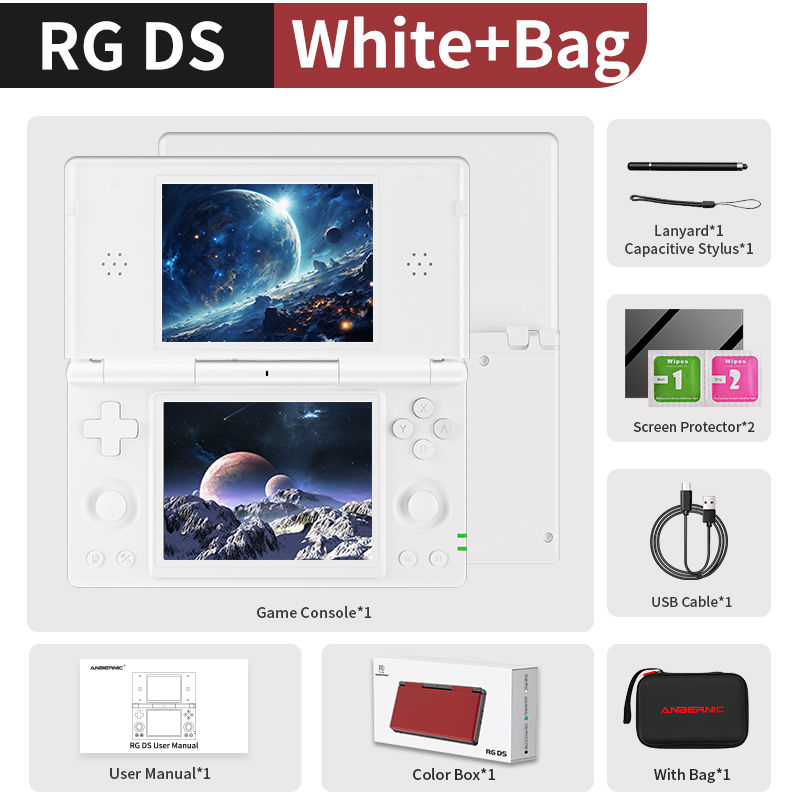 Anbernic RG DS Handheld Game Console 4" IPS Dual Screen Android 4000mAh Flip Vid