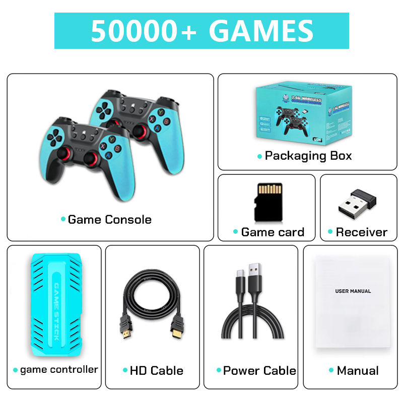U36 Wireless Game Stick Retro Gaming Console S905 128G 50,000+ Games Support 40+