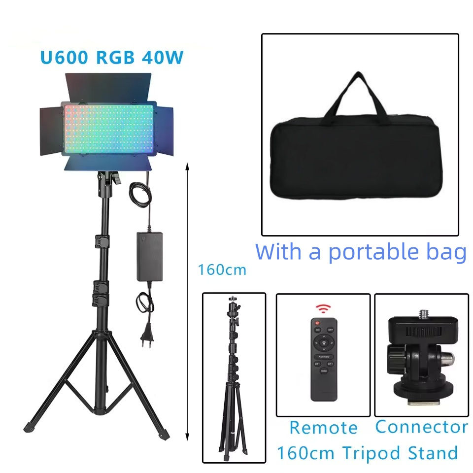 U600 U800 RGB LED Video Light Photo Studio Lamp RGB Panel Lamp with Tripod Stan