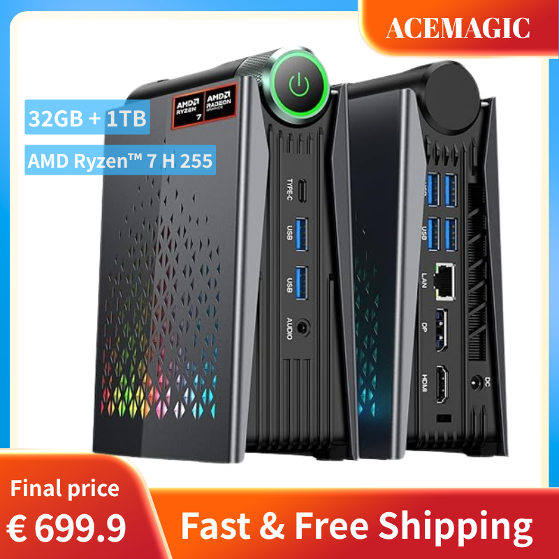 ACEMAGIC Mini PC AMD Ryzen 7 H225 Gaming PC 32GB LPDDR5 1TB SSD Windows 11 Pro T