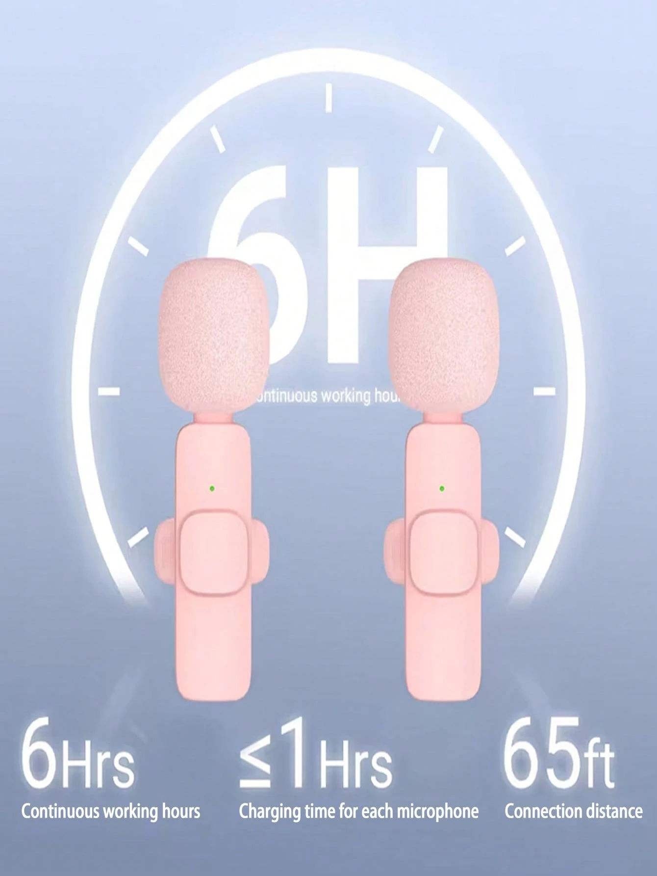 Cute Pink Wireless Lavalier Microphone For IOS & Android Mini Clip-On Microphone