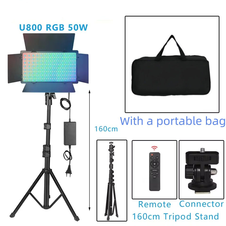 U600 U800 RGB LED Video Light Photo Studio Lamp RGB Panel Lamp with Tripod Stan