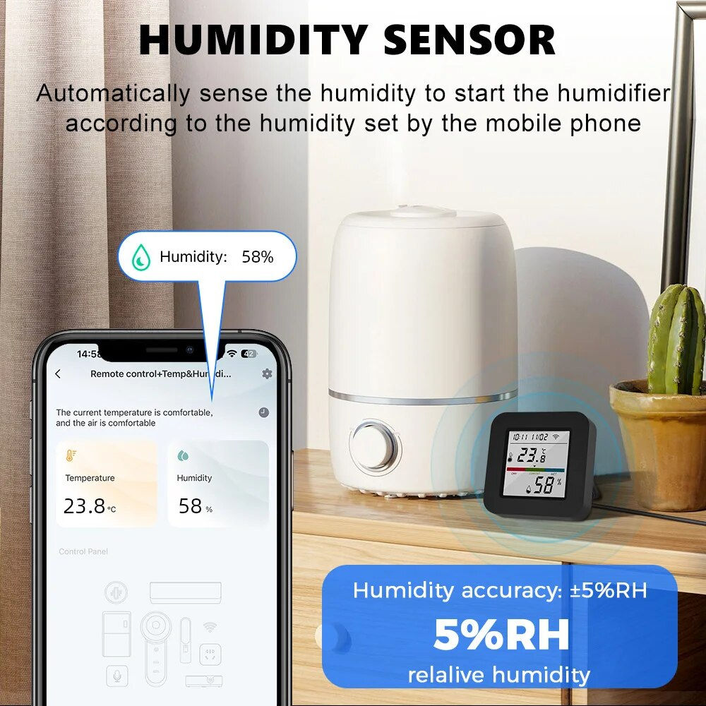 ONENUO Tuya Smart Universial IR Remote Control with Temperature Humidity Sensor