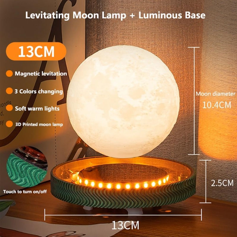 Levitating Moon Lamp Floating Saturn Lamp with Light Base 360° Rotation Saturn
