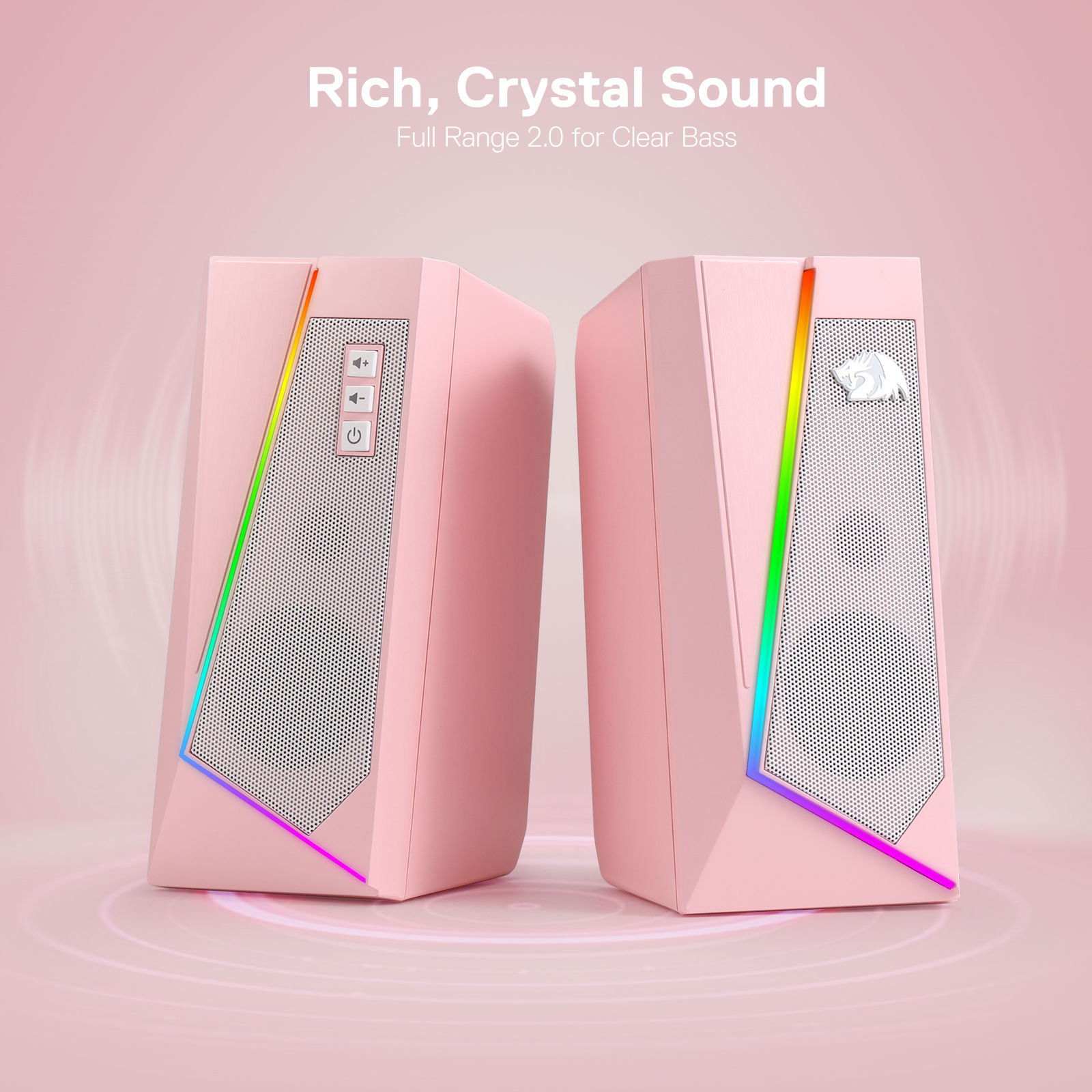 Redragon GS520 RGB Desktop Speakers, 2.0 Channel PC Stereo Speaker with 6 Colorf