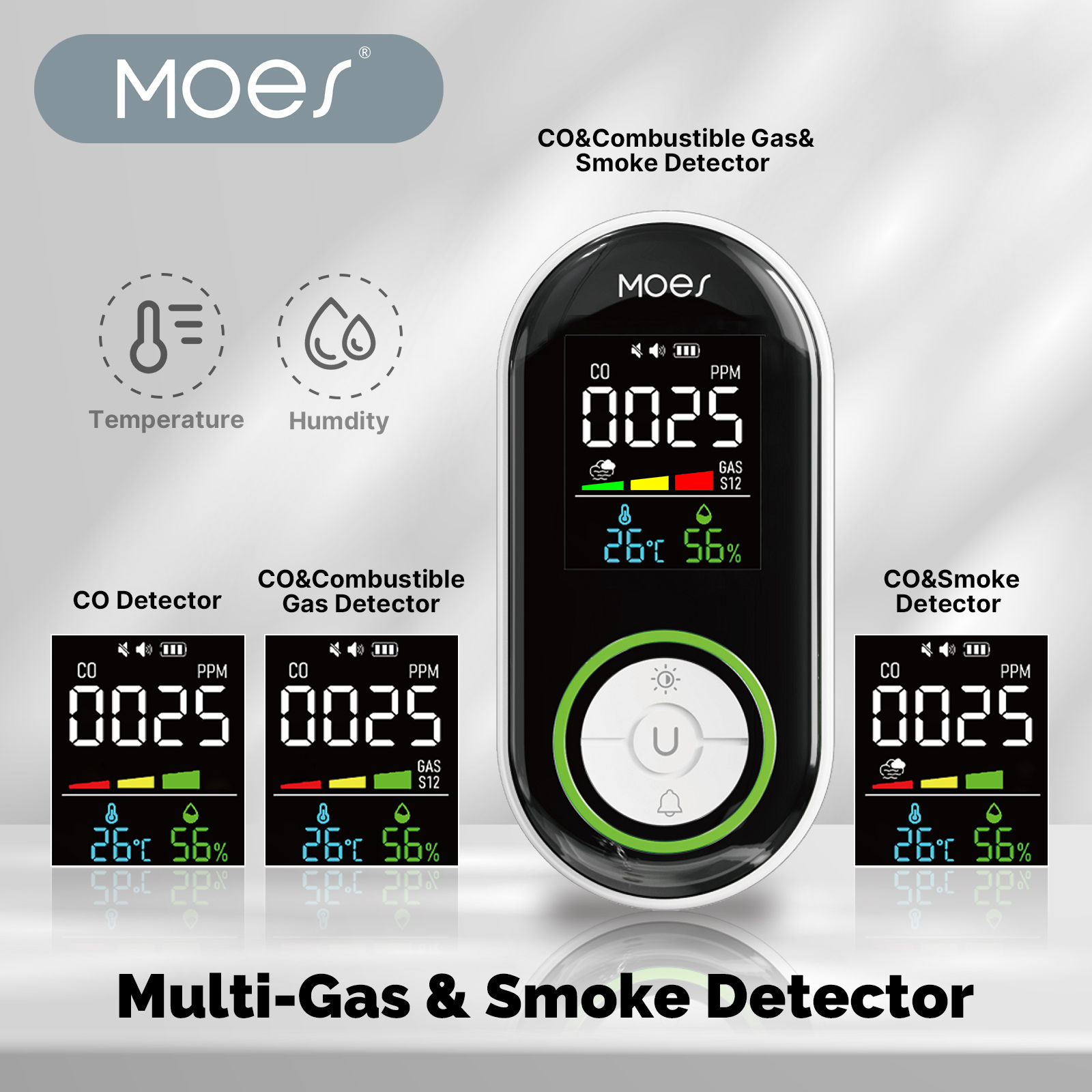 MOES CO Smoke Gas Detector Alarm Plug-in Carbon Monoxide Sensor Warning LED Disp