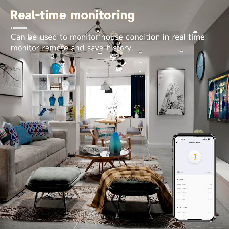 Tuya ZigBee Vibration Detector Smart Life App Monitor Remote Security Protection
