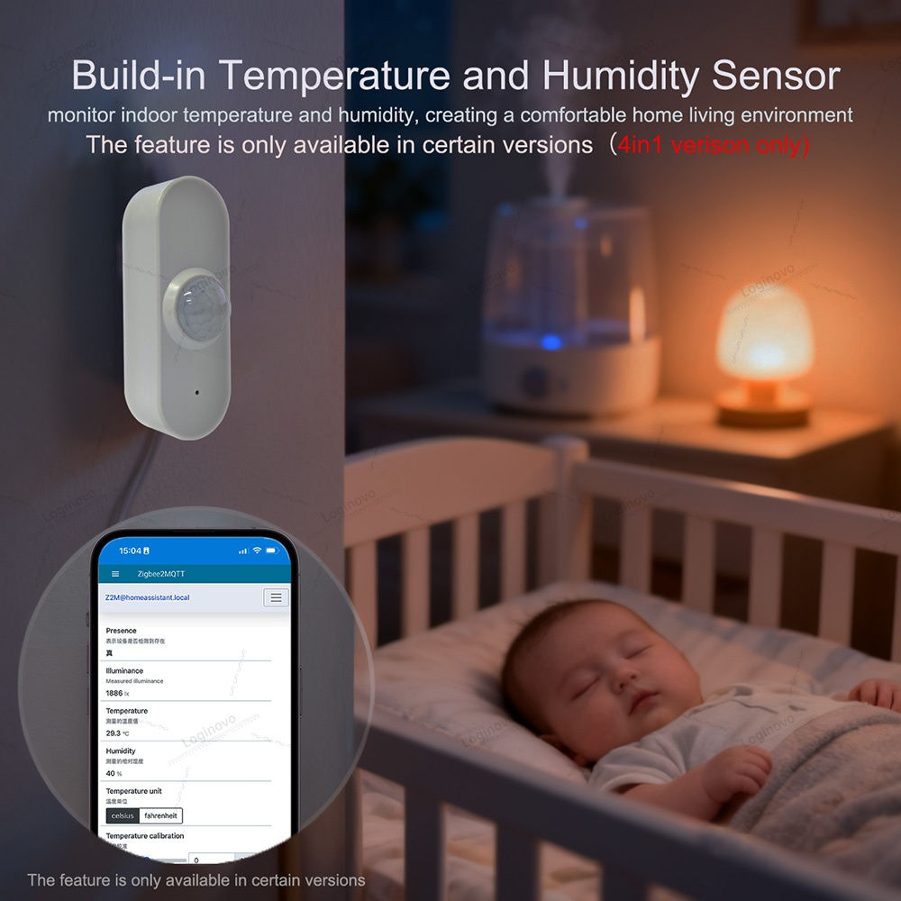 24G Zigbee MmWave Human Presence Motion Sensor With Luminance/Temperature Humidi