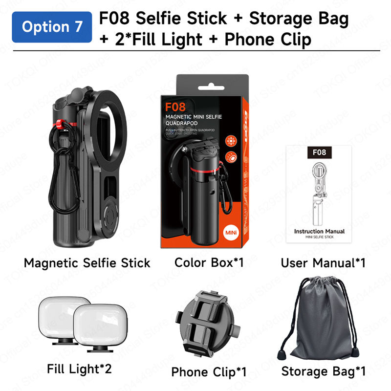 TOKQI Magnetic Portable Selfie Stick Tripod Magnetic Phone Holde for Smartphone