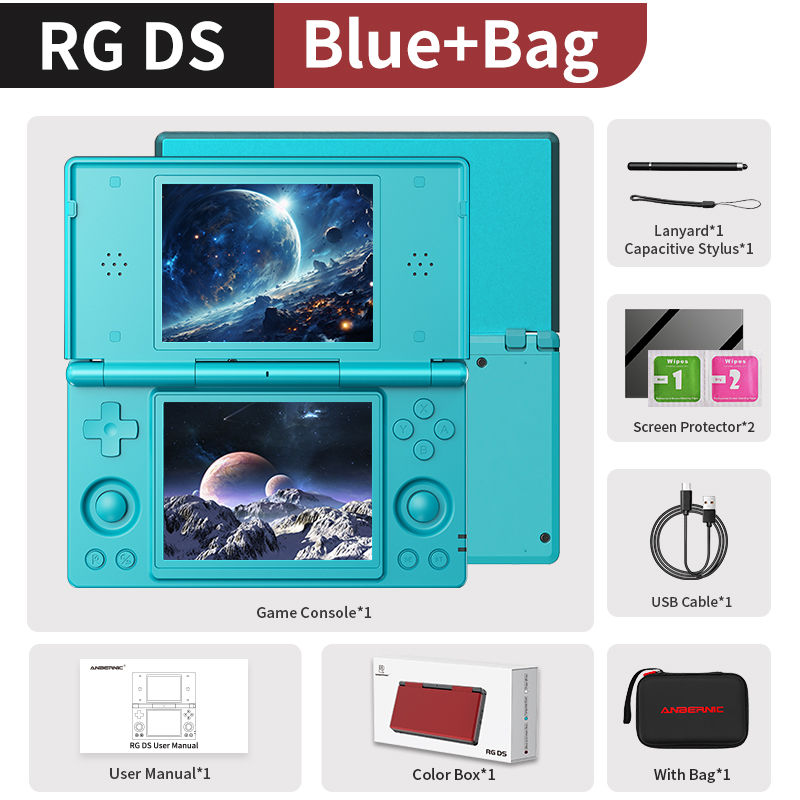 Anbernic RG DS Handheld Game Console 4" IPS Dual Screen Android 4000mAh Flip Vid