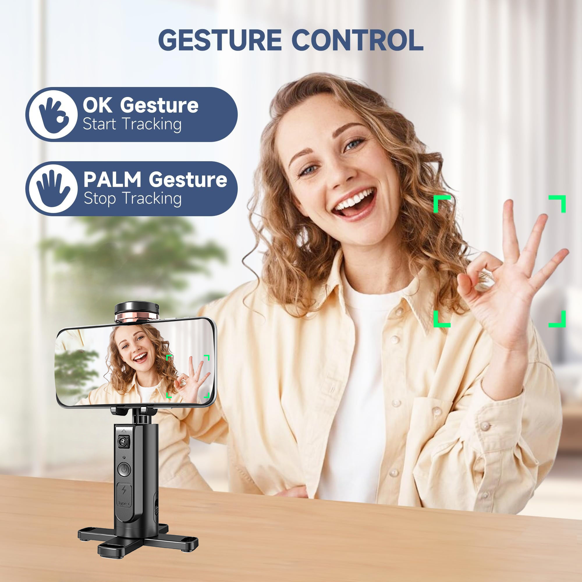 360° Face Tracking Gimbal Stabilizer for Smartphones Rotatable Phone Holder Com