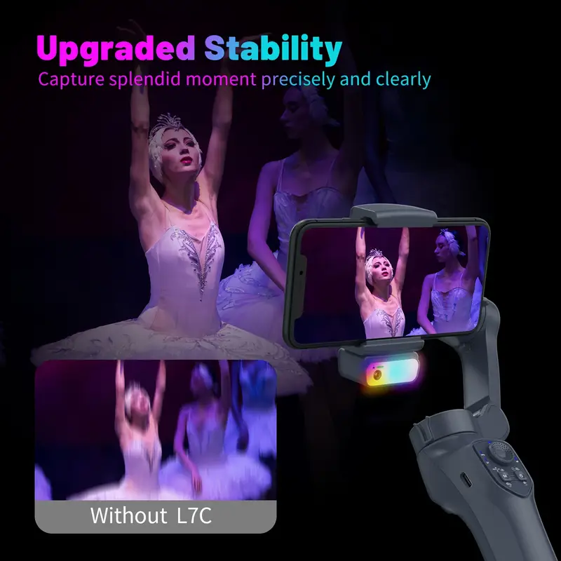 COMITOK L7C 3-Axis Smartphone Gimbal Stabilizer With AI Tracking Module & RGB Fi
