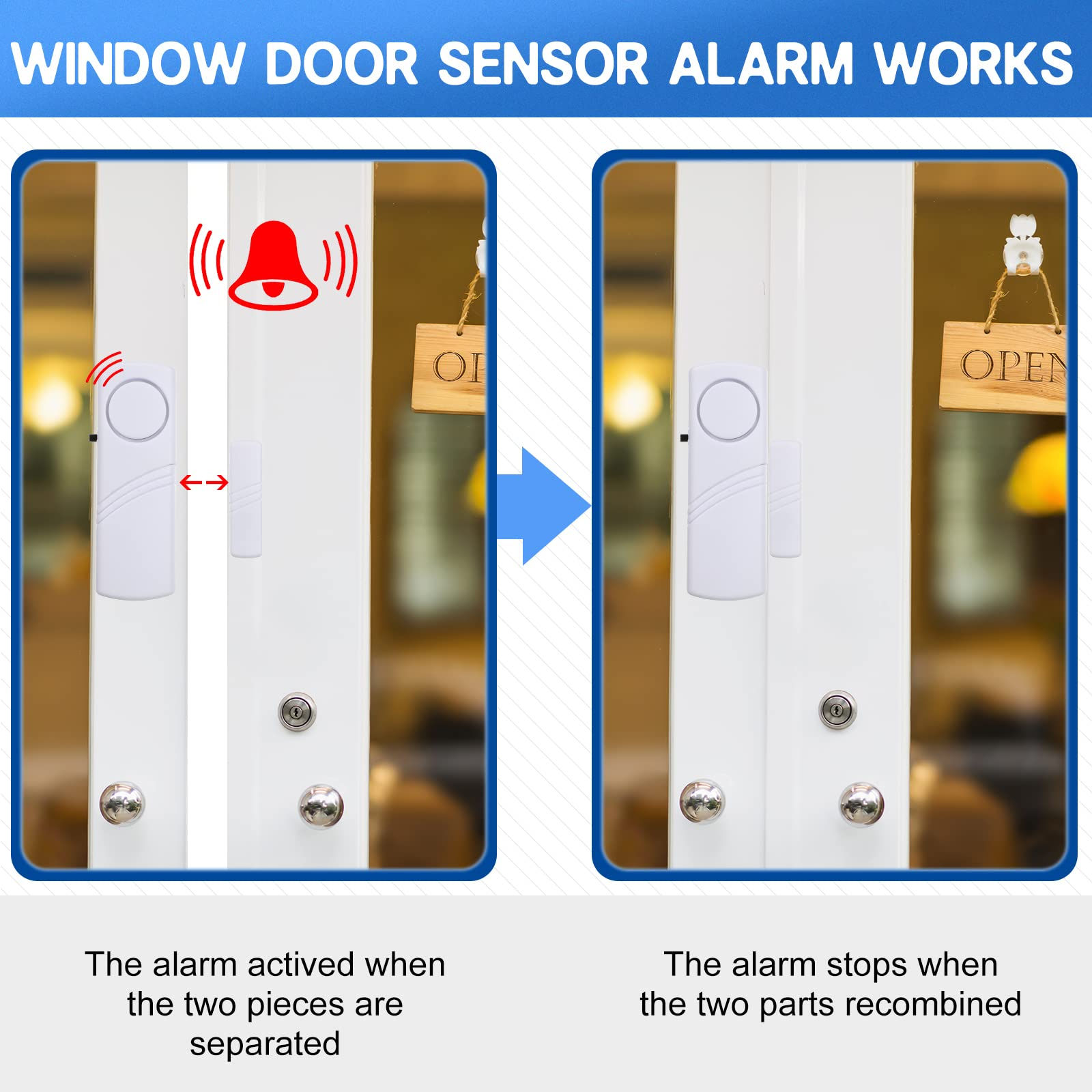 5pcs/10pcs Wireless Door Window Sensor Alarm 95db Anti-theft 433mhz Door Contact