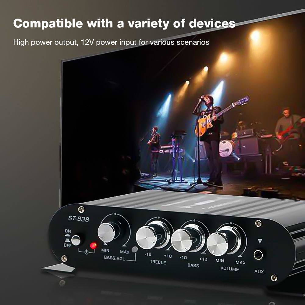 ST-838 Home Theater Amplifiers HiFi 2.1 Channel Power Amplifier Stereo Bass Soun
