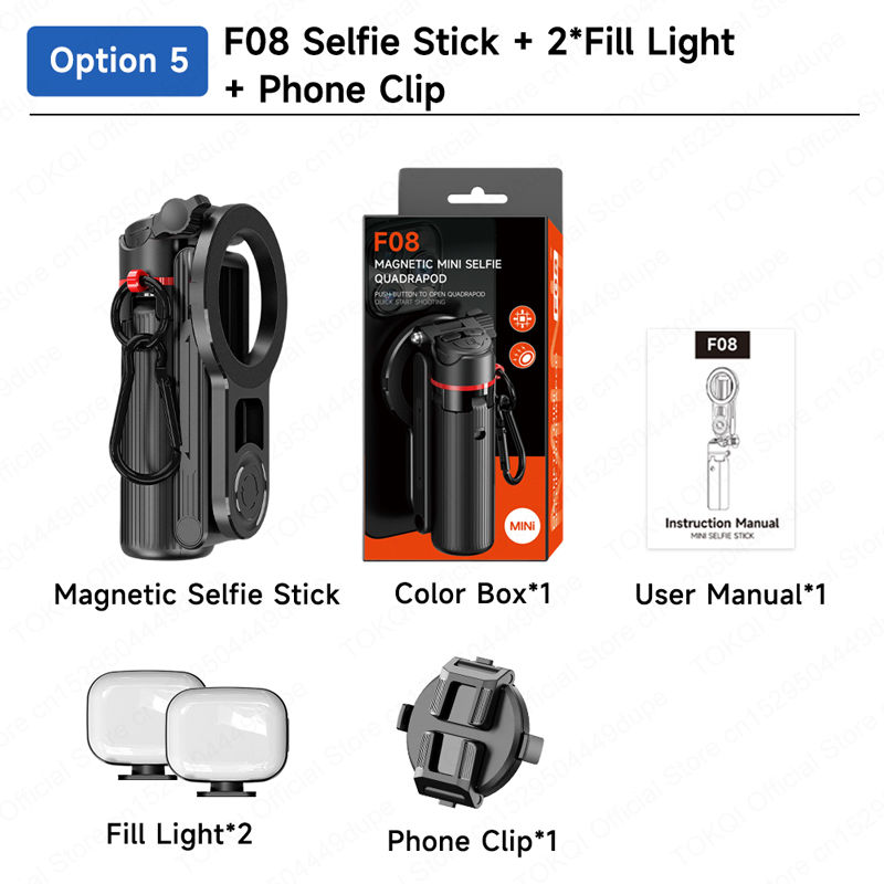 TOKQI Magnetic Portable Selfie Stick Tripod Magnetic Phone Holde for Smartphone
