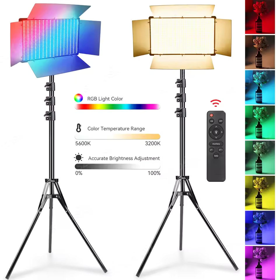 U600 U800 RGB LED Video Light Photo Studio Lamp RGB Panel Lamp with Tripod Stan