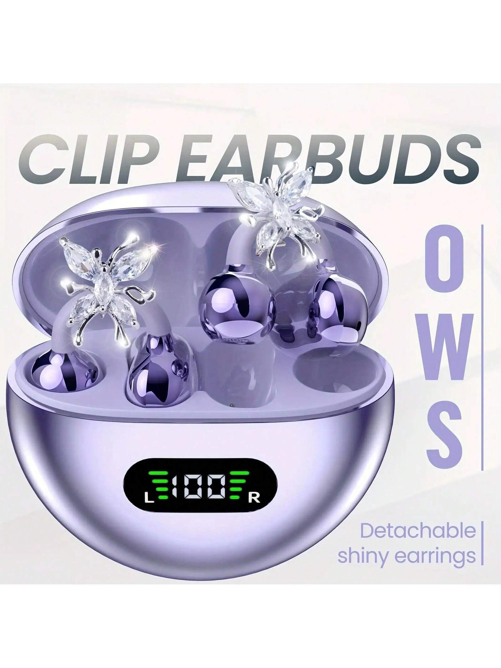 2025 New OWS Clip-On Open-Ear Headphones, Butterfly Earring Style Wireless Earph