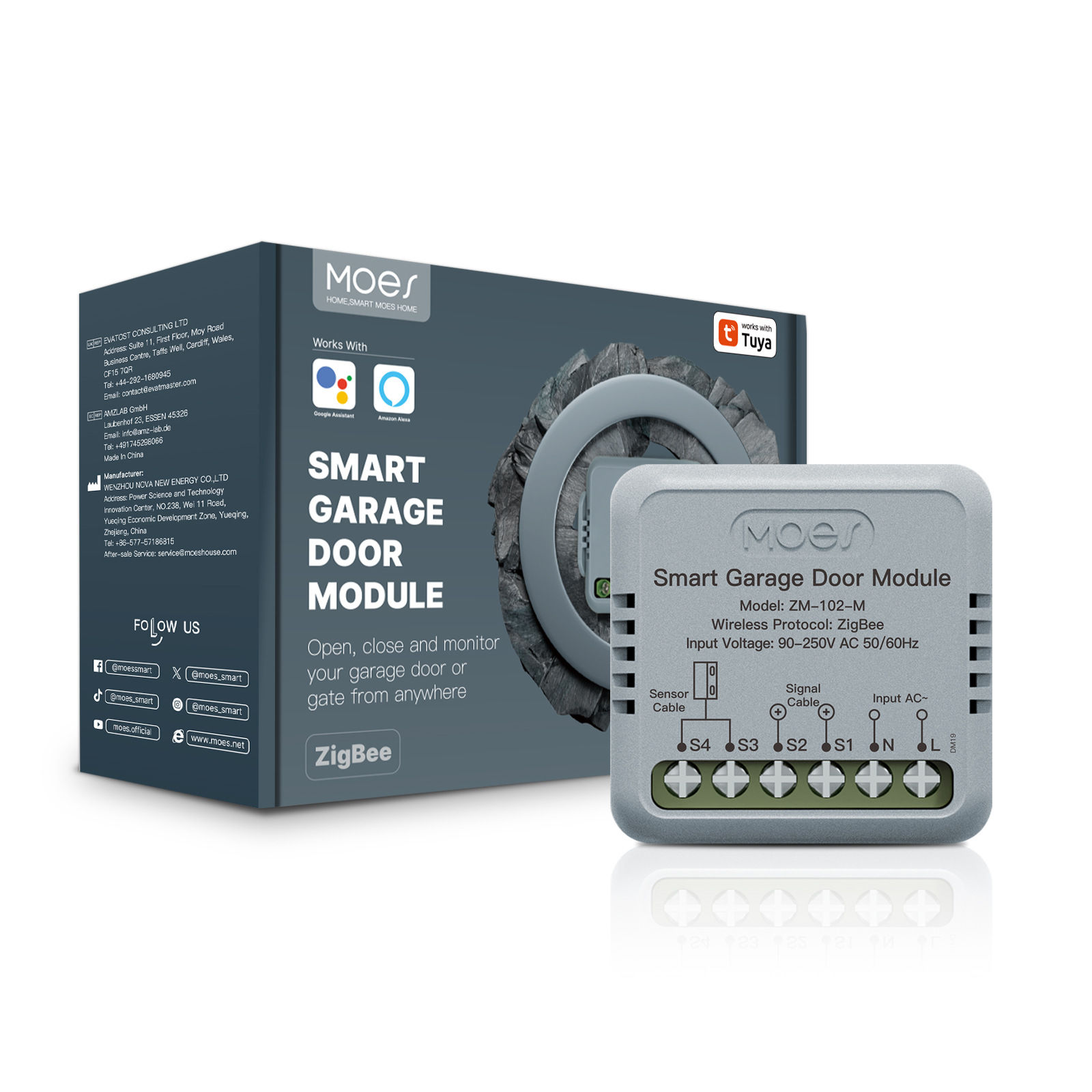 MOES Tuya Zigbee Garage Door Controller Switch Module Door Opener Voice Control
