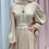 Thumbnail: 'Anissa' High Neck Pleated Satin Dress - Beige