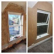 Side-by-side comparison of a window renovation