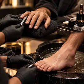 Manicure and pedicure for men in Dubai with professional nail and foot care