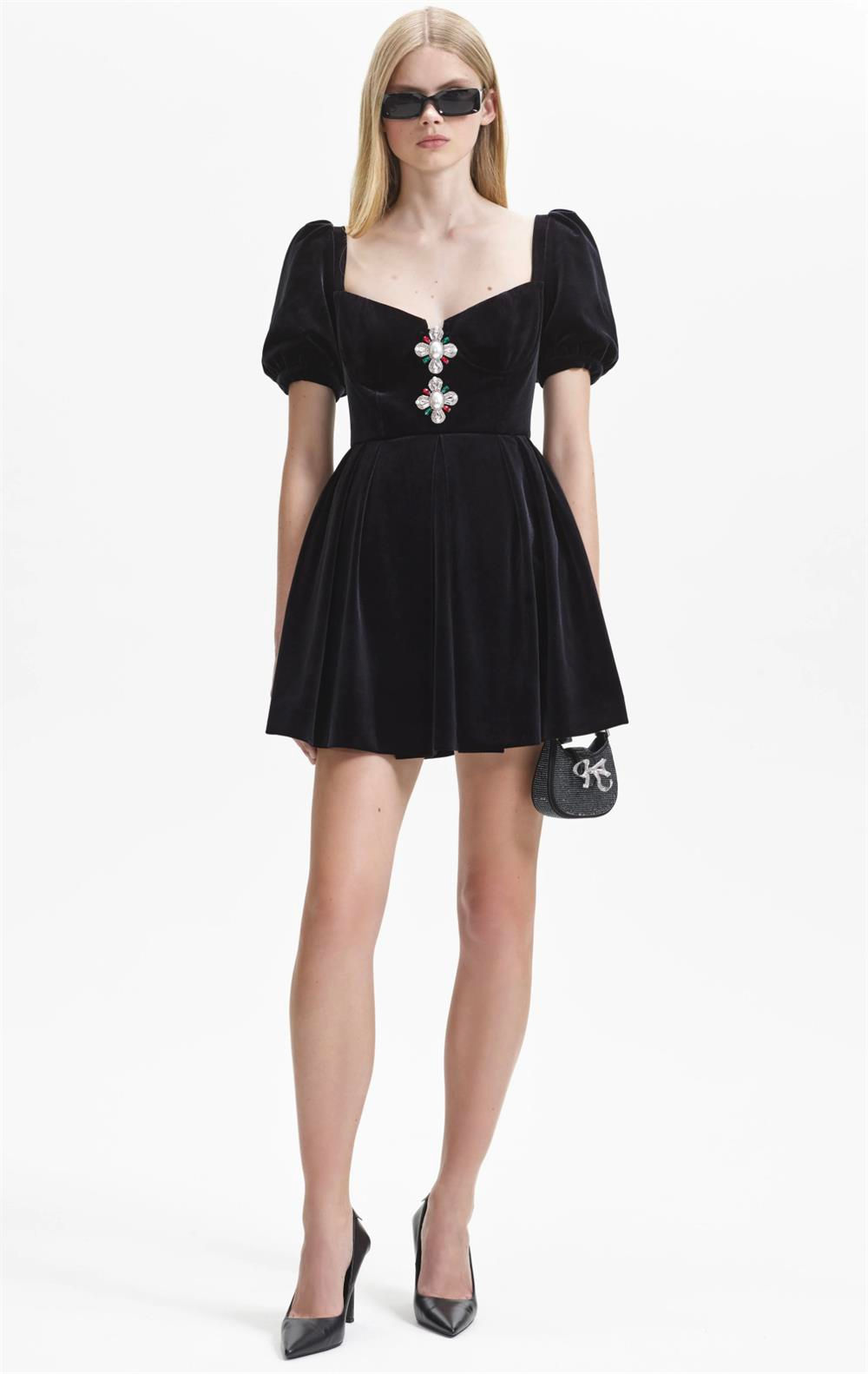 Siyah Kadife Mini Elbise