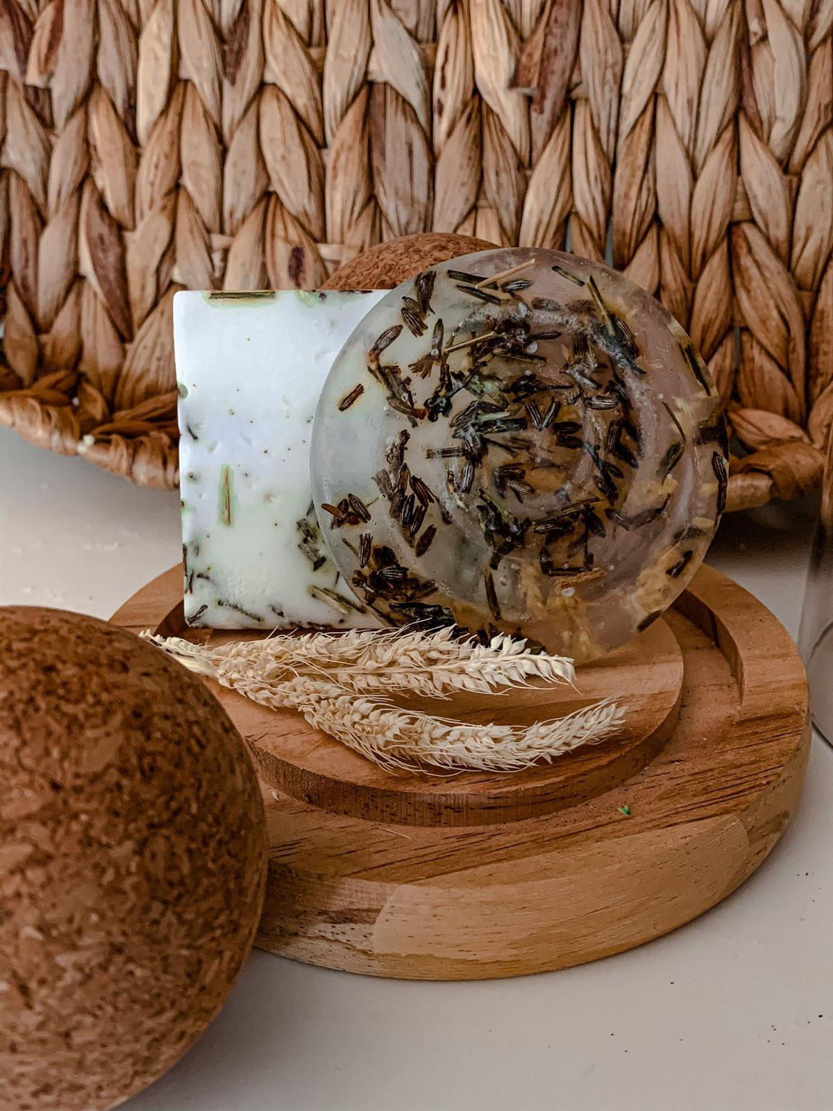 2 Adet Ev Yapımı Sabun Kare-Ovel Kokulu Naturel Lavanta Taneli