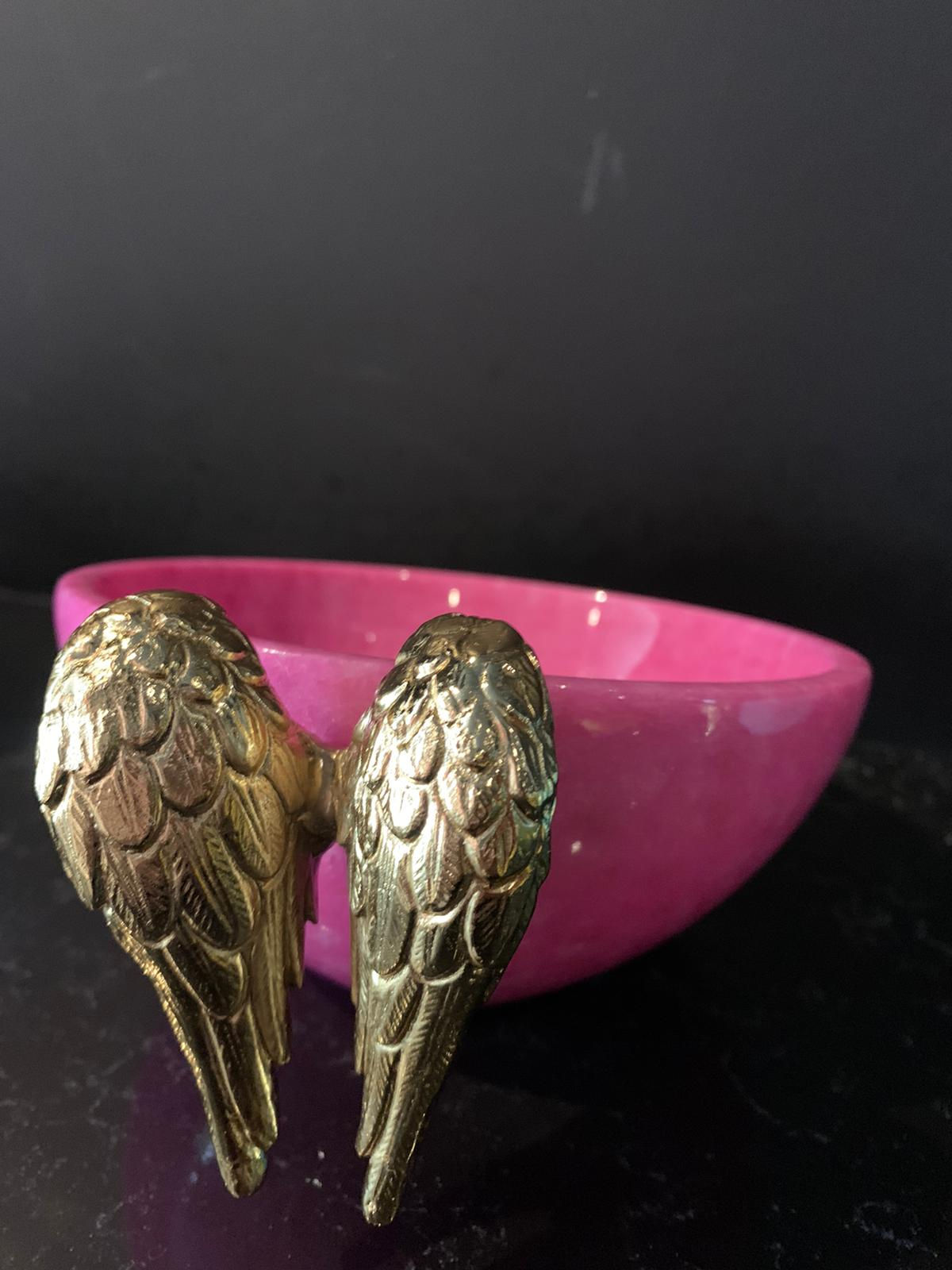 Pirinç detaylı renkli mermer kaseler çap 15 CM