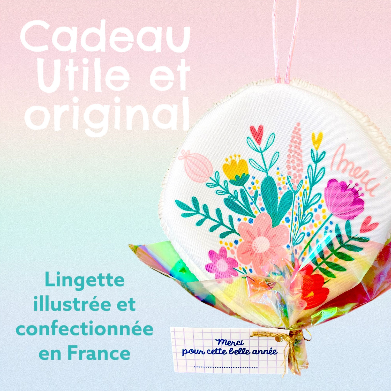 Lingette lavable - Bouquet de fleur