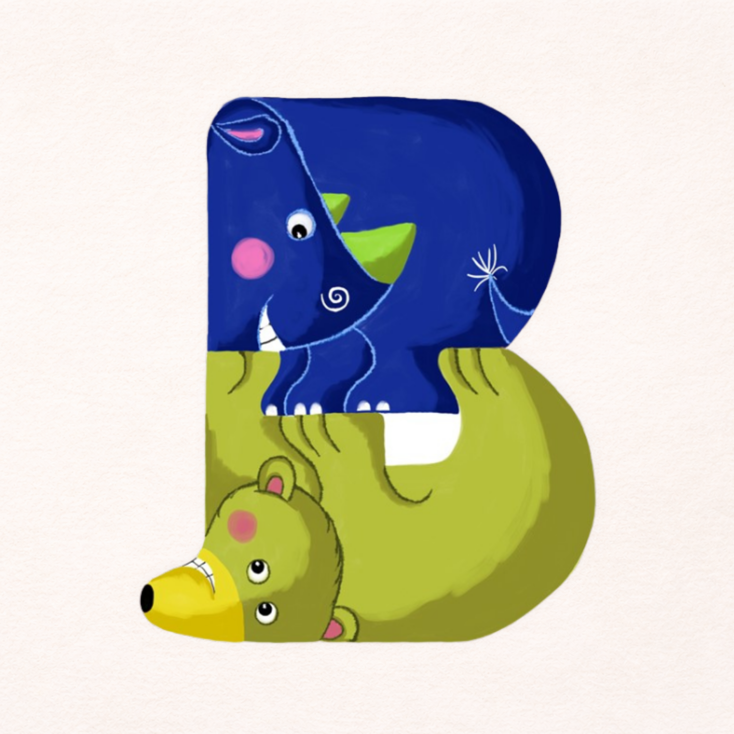 Lettre individuelle "Alphabêtes" en bois - Lettre B - Petit ou grand modèle