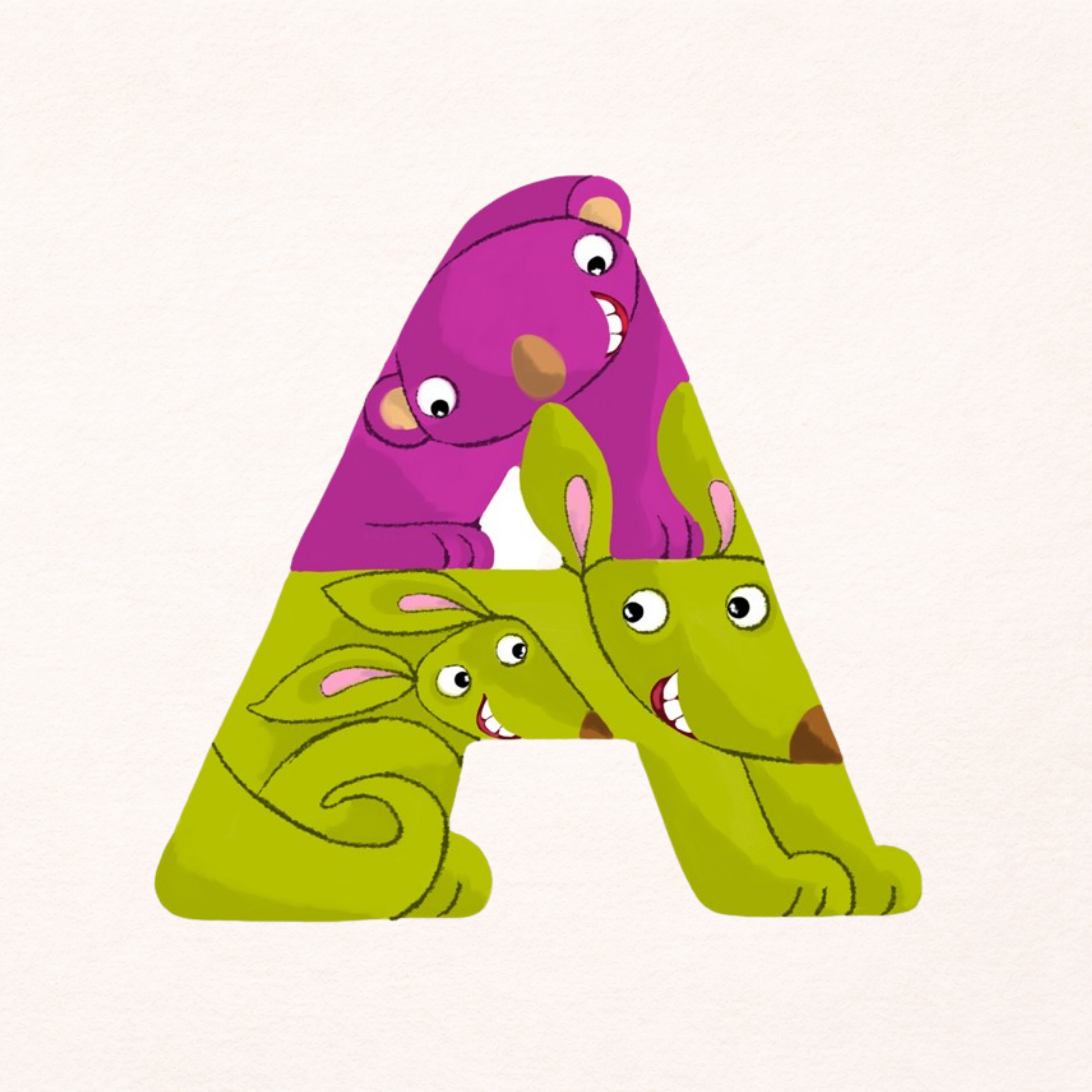 Lettre individuelle "Alphabêtes" en bois - Lettre A - Petit ou grand modèle