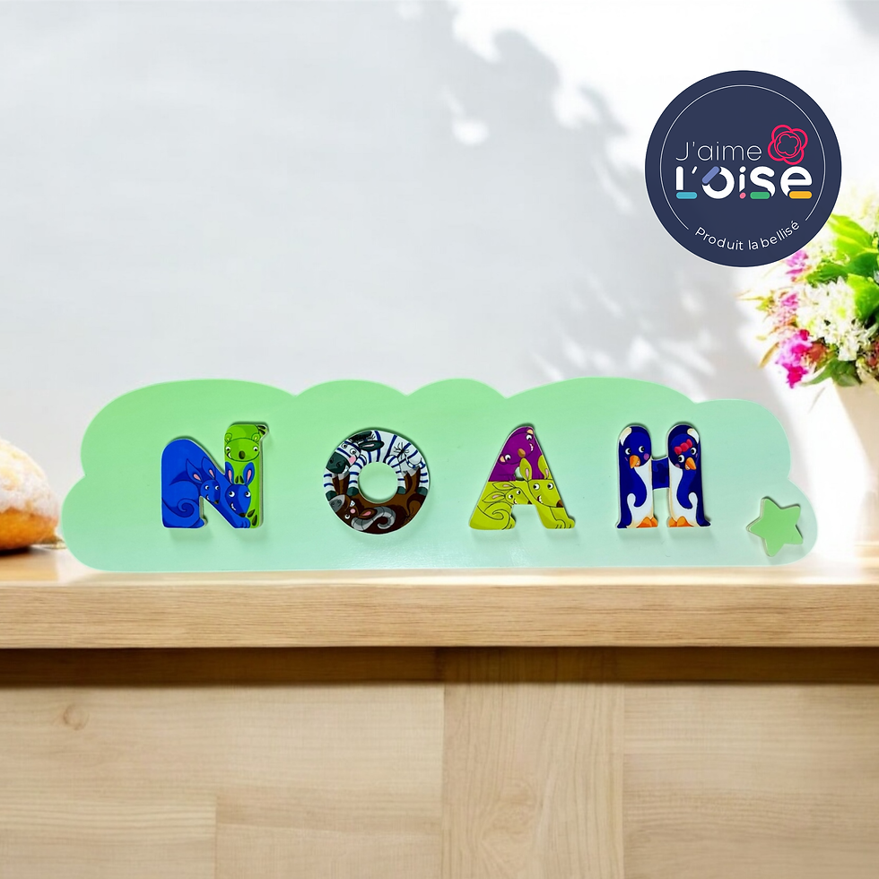 Miniature : ☁ Plaque nuage prénom en bois - 4 lettres