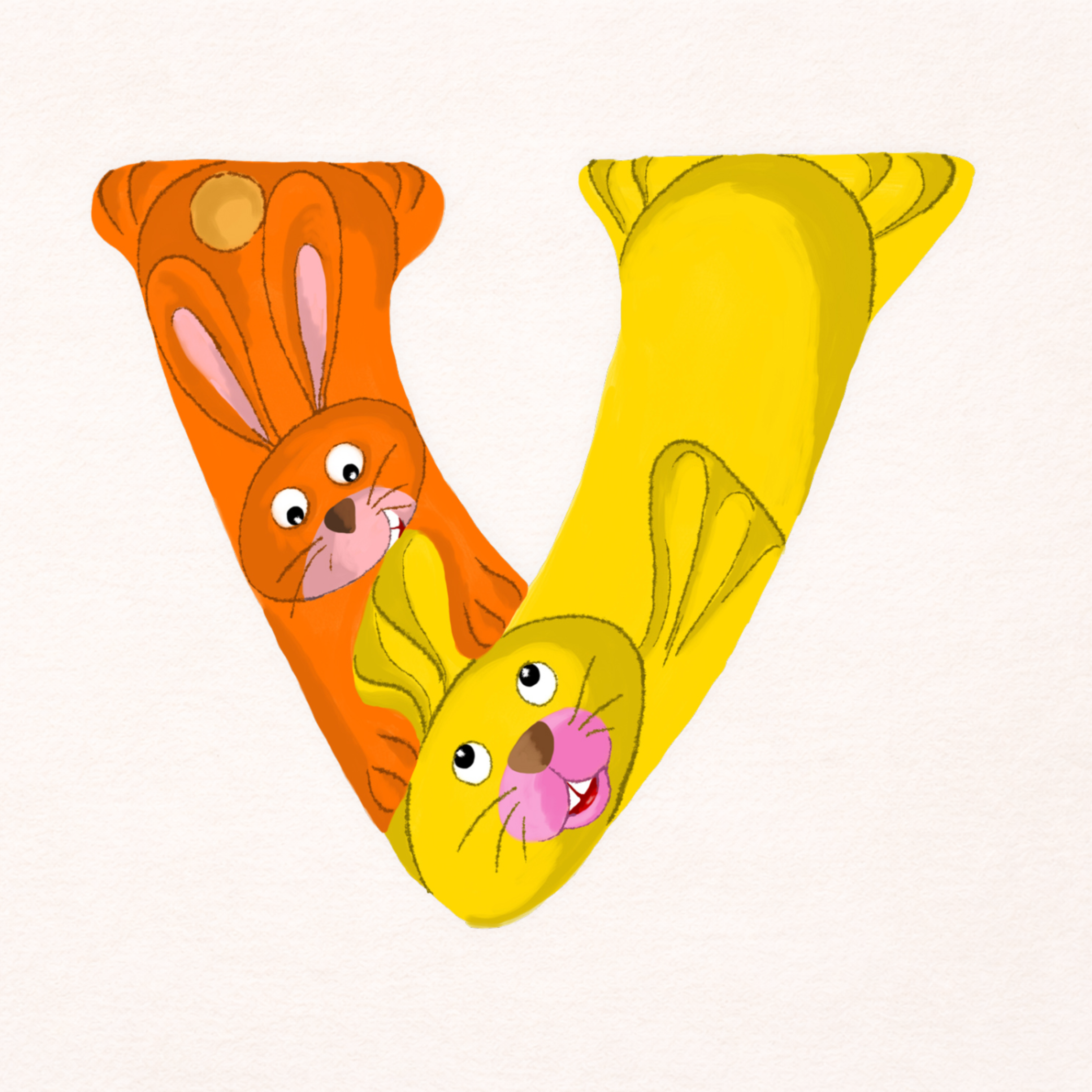 Lettre individuelle "Alphabêtes" en bois - Lettre V - Petit ou grand modèle