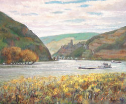 Péniche sur le Rhin