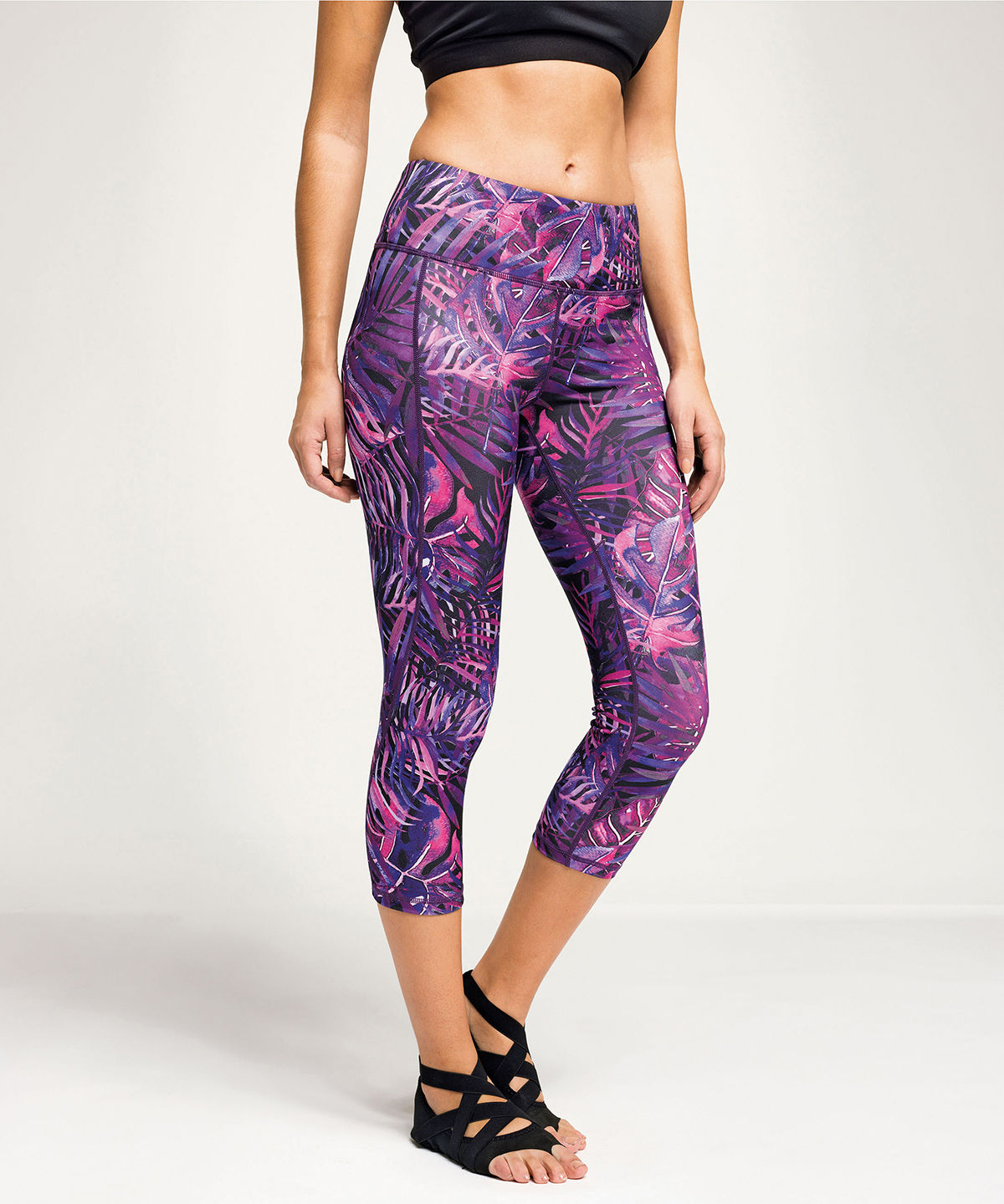 Womens Purple 3/4 length Leggings