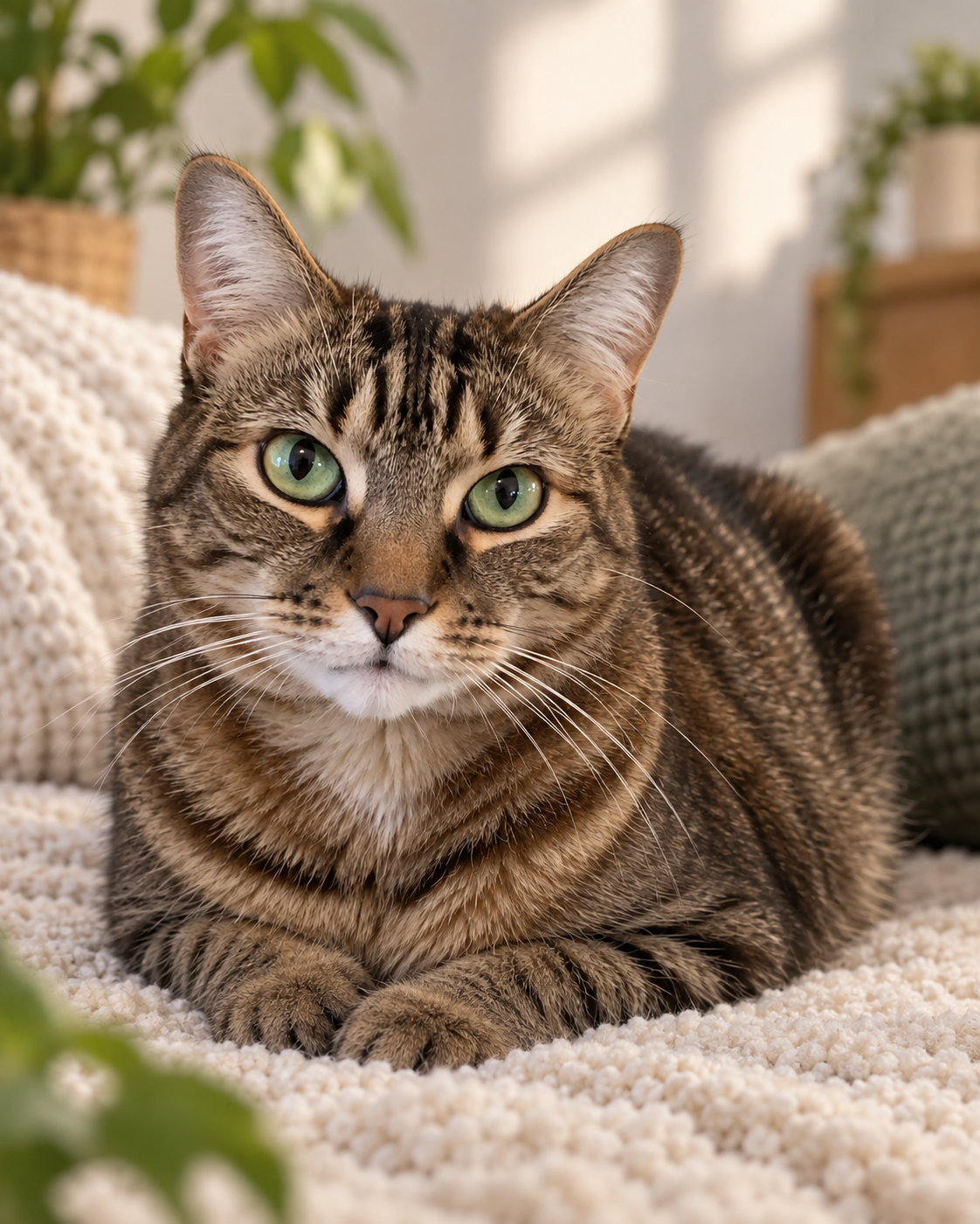 AI-generated tabby cat portrait illustrating the A Little Personality template