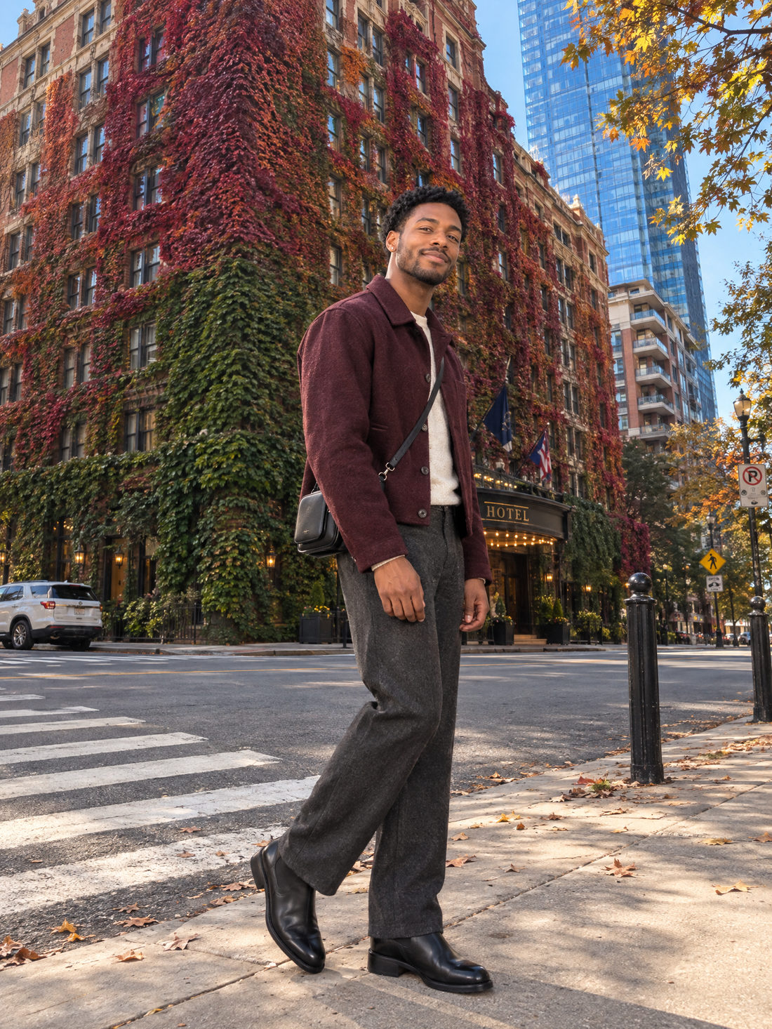Autumn Ivy Street Corner — AI-created example on a man