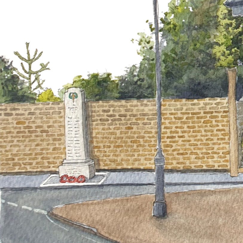 Thumbnail: Somersham High Street - Watercolour Limited Edition Art Print
