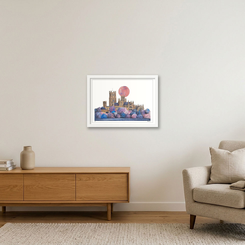 Thumbnail: Ely Cathedral, Strawberry Moon-Watercolour Limited Edition Print