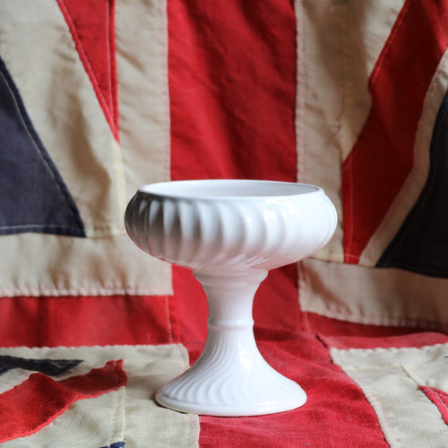 White Footed Pedestal Bowl Vase by Dartmouth Pottery. sugdenanddaughters