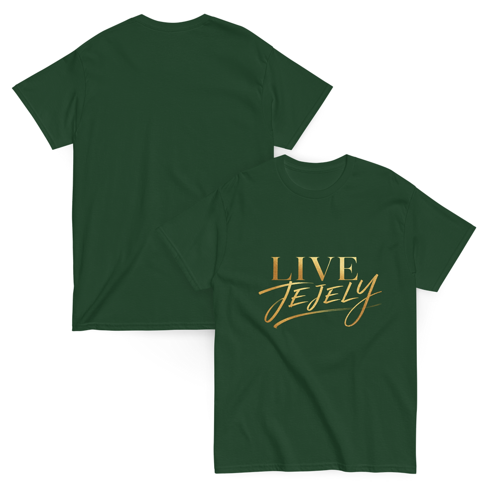 Live Jejely Classic T-Shirt - Green Front & Back View