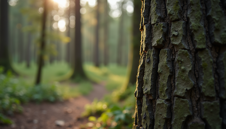 Close-up view of a weathered tree trunk standing firm in a forest