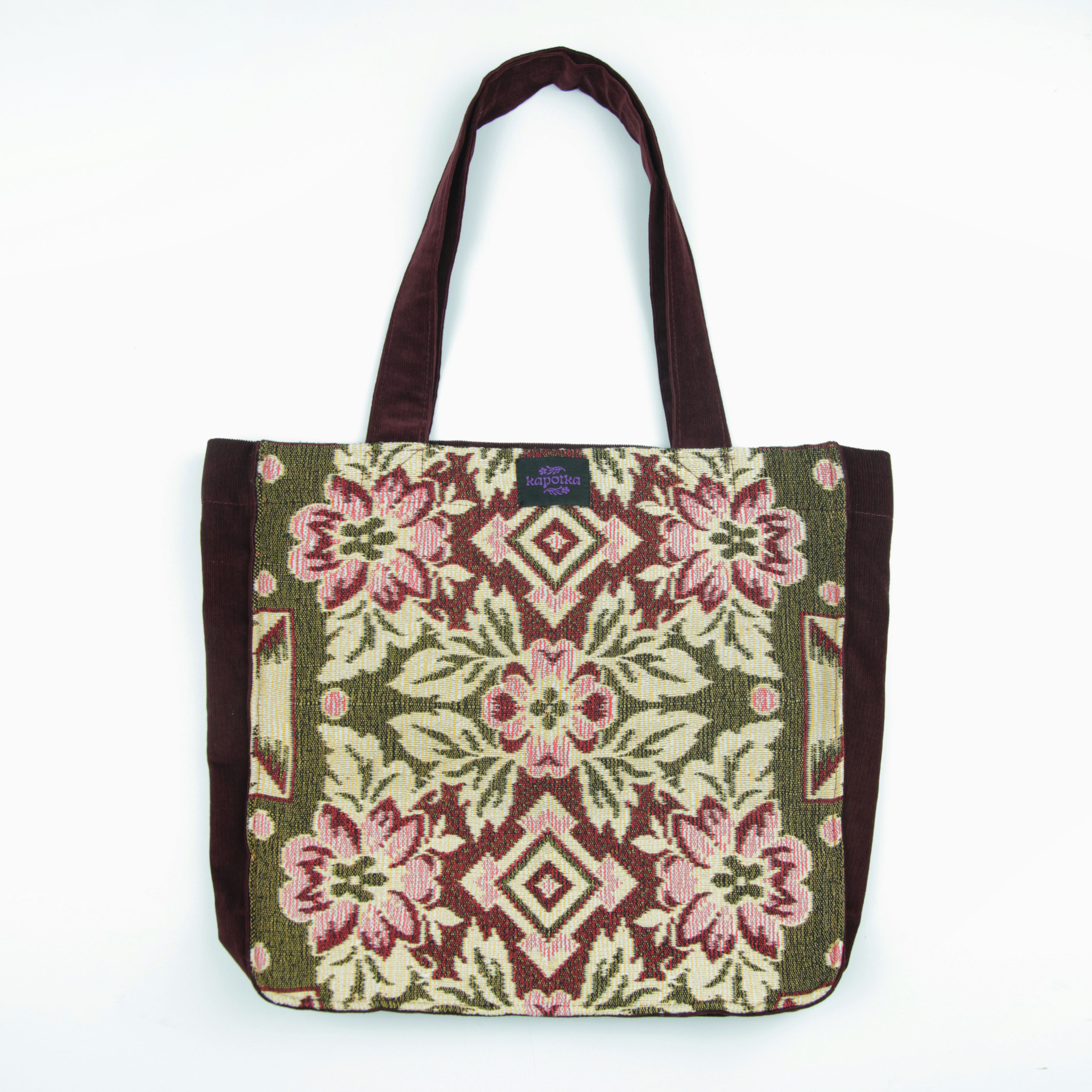 Torba bordowa z tkaniny vintage