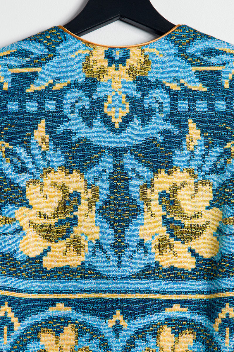 Miniatura: Krótka kamizelka z niebiesko-żółtej tkaniny S