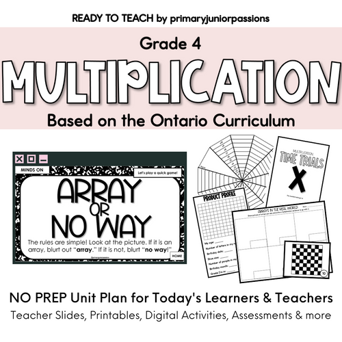 Ready to Teach | Grade 4 Multiplication Math Unit Plan | Ontario | My Site
