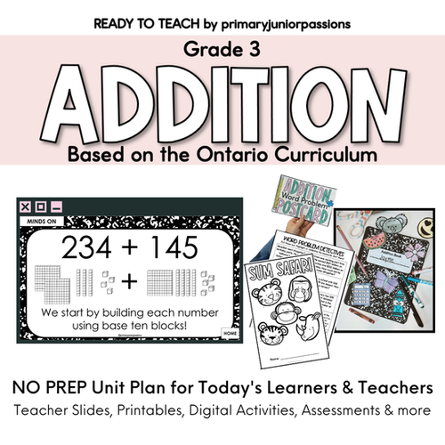 Ready to Teach | Grade 3 Addition Math Unit Plan | Ontario | My Site